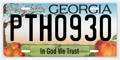 GA license plate PTH0930