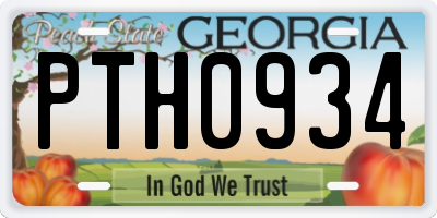 GA license plate PTH0934