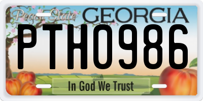 GA license plate PTH0986