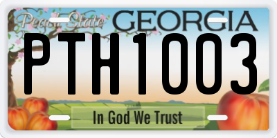 GA license plate PTH1003