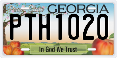 GA license plate PTH1020