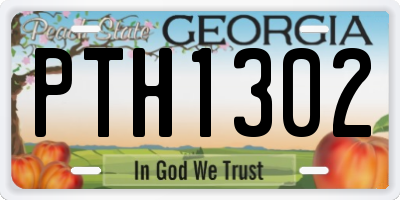 GA license plate PTH1302