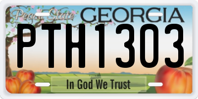 GA license plate PTH1303
