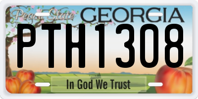 GA license plate PTH1308