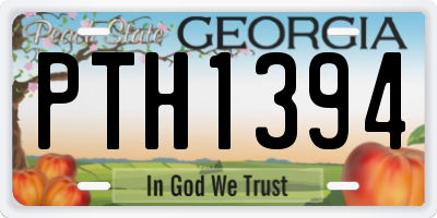 GA license plate PTH1394