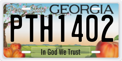 GA license plate PTH1402