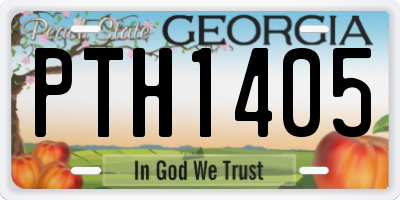 GA license plate PTH1405