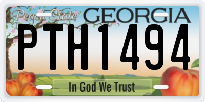 GA license plate PTH1494