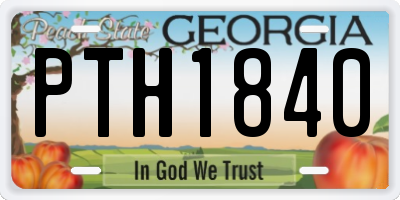 GA license plate PTH1840