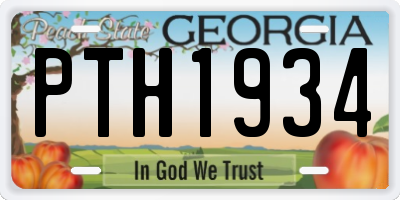 GA license plate PTH1934