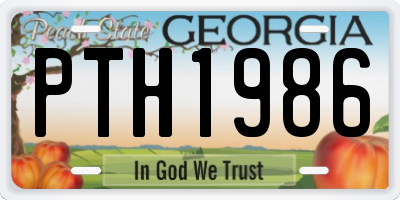 GA license plate PTH1986