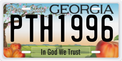 GA license plate PTH1996