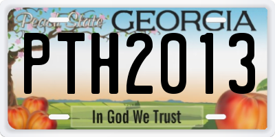 GA license plate PTH2013