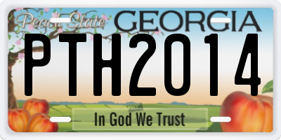 GA license plate PTH2014
