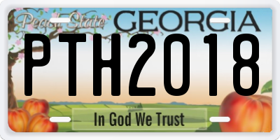 GA license plate PTH2018