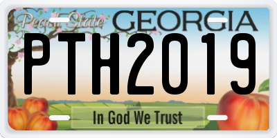 GA license plate PTH2019