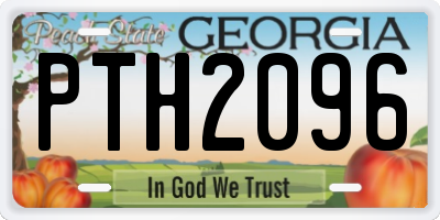GA license plate PTH2096