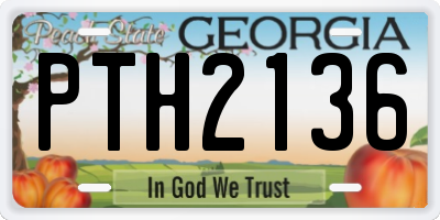 GA license plate PTH2136