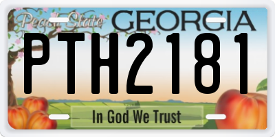GA license plate PTH2181