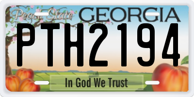 GA license plate PTH2194