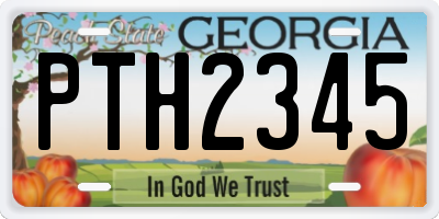 GA license plate PTH2345
