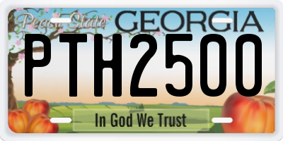 GA license plate PTH2500