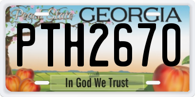 GA license plate PTH2670