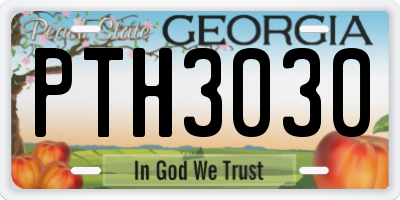 GA license plate PTH3030