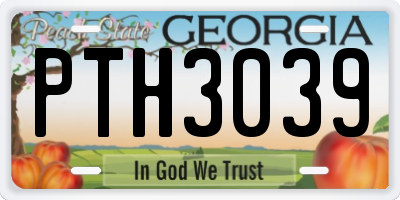 GA license plate PTH3039