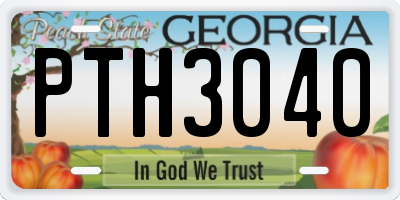 GA license plate PTH3040