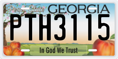 GA license plate PTH3115