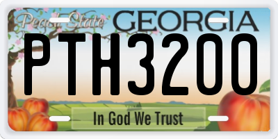 GA license plate PTH3200
