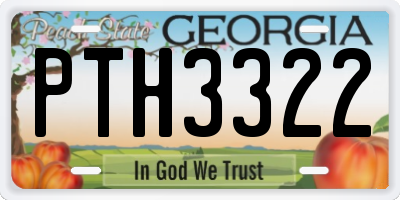 GA license plate PTH3322