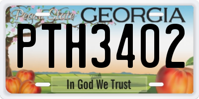 GA license plate PTH3402