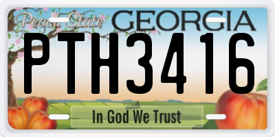 GA license plate PTH3416