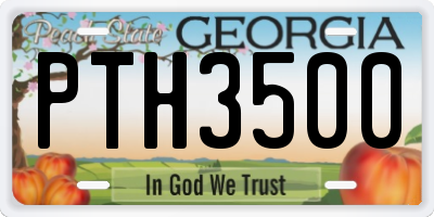 GA license plate PTH3500
