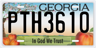 GA license plate PTH3610