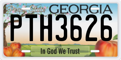 GA license plate PTH3626