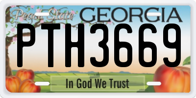 GA license plate PTH3669