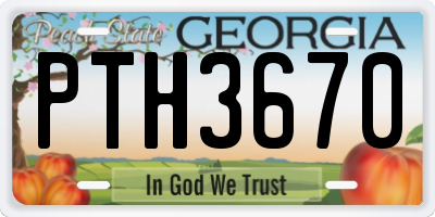 GA license plate PTH3670
