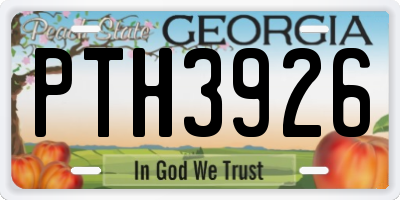 GA license plate PTH3926