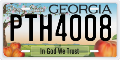 GA license plate PTH4008