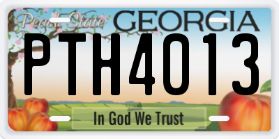 GA license plate PTH4013
