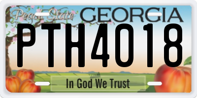 GA license plate PTH4018