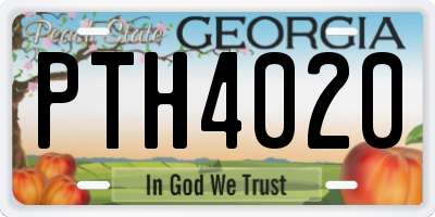 GA license plate PTH4020