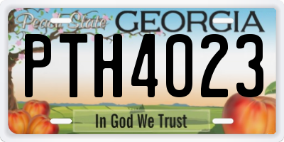 GA license plate PTH4023