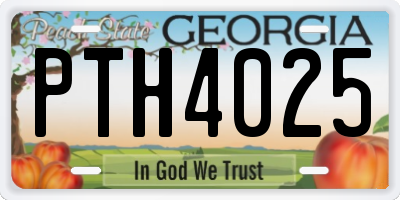 GA license plate PTH4025
