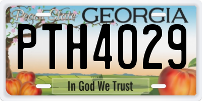 GA license plate PTH4029