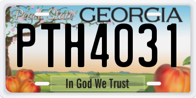 GA license plate PTH4031