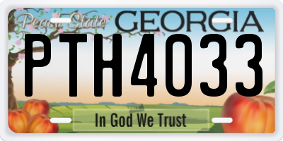 GA license plate PTH4033